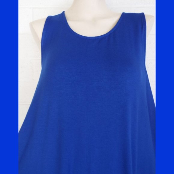 New SACRED THREADS OS cadet blue rayon stretch jersey sleeveless swing tunic top - Picture 4 of 4